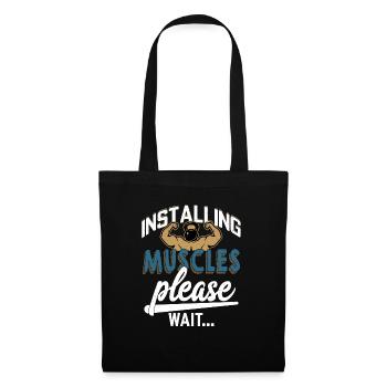 Installing Muscles Please Wait... Weight Lifting T - Tote Bag - black - Front