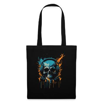 colorful Skull wearing headphones - Tote Bag - black - Front