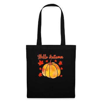 Bonjour Feuilles d’automne Fleurs de citrouille florales d’automne - Sac en tissu - noir - Devant