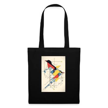 Vogel Minimalistisch Polygonal Multicolor - Stoffbeutel - Schwarz - Vorne