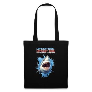 Permet de manger des enfants Grammaire Virgule Réglage Cadeau de requin - Sac en tissu - noir - Devant