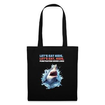 Permet de manger des enfants Grammaire Virgule Requin Requin - Sac en tissu - noir - Devant