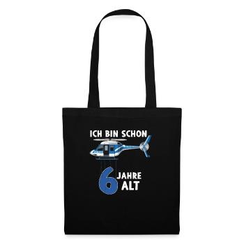 Polizei Hubschrauber Geburtstagsshirt 6 Jahre - Stoffbeutel - Schwarz - Vorne