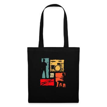 Batterie Retro Batteur Joueur de batterie vintage - Sac en tissu - noir - Devant