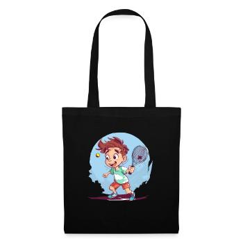 Tennis Playing Boy - Children's Tennis - Tote Bag - black - Front
