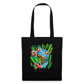 Blauer Frosch - Stoffbeutel - Schwarz - Vorne