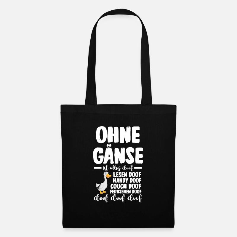Gans Gänse - Stoffbeutel - Schwarz