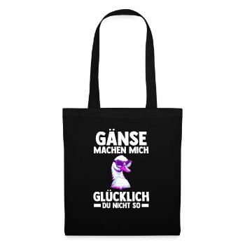 Gans Gänse - Stoffbeutel - Schwarz - Vorne
