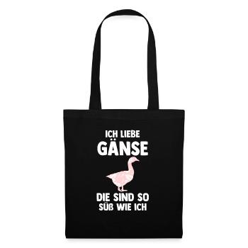 Gans Gänse - Stoffbeutel - Schwarz - Vorne