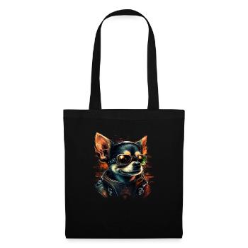 Chihuahua | Biker | Motorrad | Hund | Papa | Opa - Stoffbeutel - Schwarz - Vorne