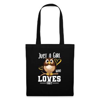 Juste une fille qui aime les hiboux Oiseaux de proie nocturnes - Sac en tissu - noir - Devant