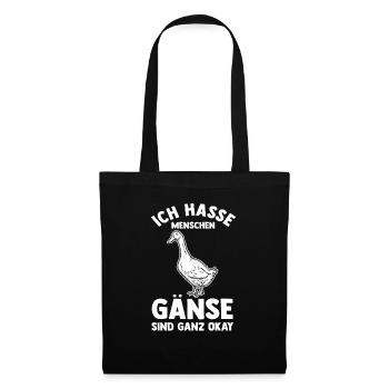 Gans Gänse - Stoffbeutel - Schwarz - Vorne