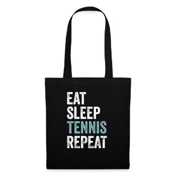 Mangez Sleep Tennis Joueur de tennis répétitif - Sac en tissu - noir - Devant