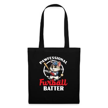 Katze Baseball-Liebhaber Baseball-Spieler Sport Miau - Stoffbeutel - Schwarz - Vorne