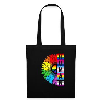 Humain Tournesol Arc-en-ciel Drapeau LGBT Fier Gay Pride - Sac en tissu - noir - Devant
