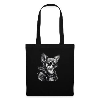Chihuahua | Biker | Motorrad | Hund | Papa | Opa - Stoffbeutel - Schwarz - Vorne