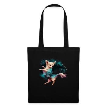 Chihuahua | Ballerina | Ballet | Dance | Dancing | - Stoffbeutel - Schwarz - Vorne