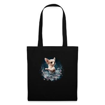 Chihuahua | Ballerina | Ballet | Dance | Dancing | - Stoffbeutel - Schwarz - Vorne