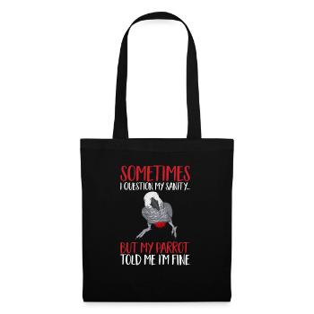 Graupapagei African Grey Parrot Papagei - Stoffbeutel - Schwarz - Vorne