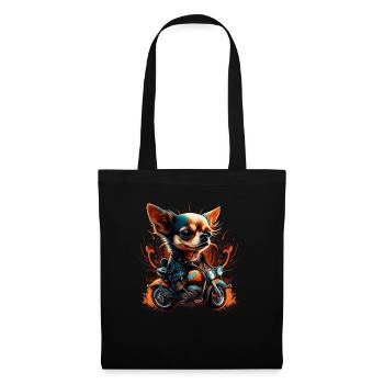 Chihuahua | Biker | Motorrad | Hund | Papa | Opa - Stoffbeutel - Schwarz - Vorne