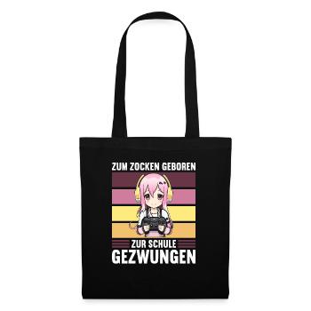 Gaming Konsole PC Zockerin Mädchen Gamer Girl - Stoffbeutel - Schwarz - Vorne