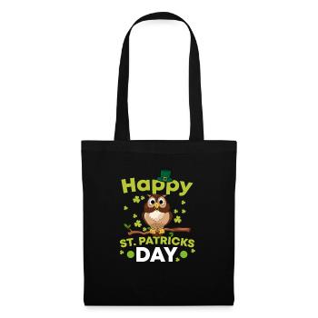 Happy St. Patricks Day Nocturnal Ornithologist Owl - Stoffbeutel - Schwarz - Vorne