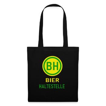 Bier Haltestelle Lustige Sprüche - Stoffbeutel - Schwarz - Vorne