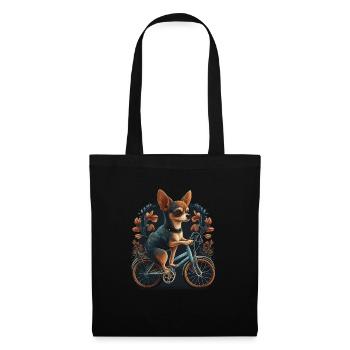 Chihuahua | Fahrrad | Hund | Radfahren | Radfahrer - Stoffbeutel - Schwarz - Vorne