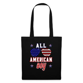 All American Boy USA Nationalfeiertag 4th of July - Stoffbeutel - Schwarz - Vorne