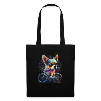 Chihuahua | Fahrrad | Hund | Radfahren | Radfahrer - Stoffbeutel - Schwarz - Vorne