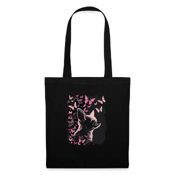 Chihuahua Chien Papillon 09 - Sac en tissu - noir - Devant