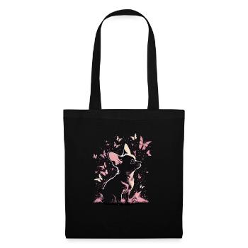 Chihuahua Chien Papillon 12 - Sac en tissu - noir - Devant