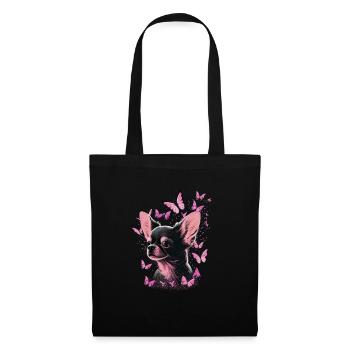 Chihuahua Chien Papillon 15 - Sac en tissu - noir - Devant