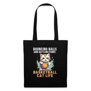 Basketball Cat Basketteur Joueur de basket-ball J’aime le basket-ball - Sac en tissu - noir - Devant