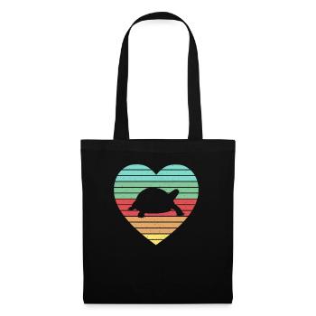 Retro Tortoise Vintage Heart Turtle Reptile - Tote Bag - black - Front