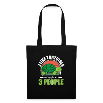 Retro Turtle I Like Tortoises And Maybe Like 3 Peo - Stoffbeutel - Schwarz - Vorne