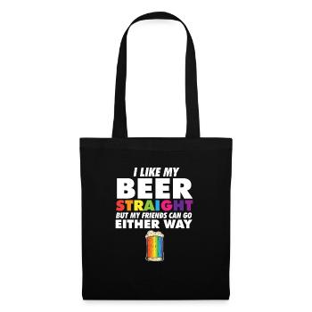 Proud Ally LGBT I Like My Beer Straight Rainbow - Stoffbeutel - Schwarz - Vorne