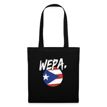 Fier drapeau portoricain de Porto Rico Wepa Latino - Sac en tissu - noir - Devant