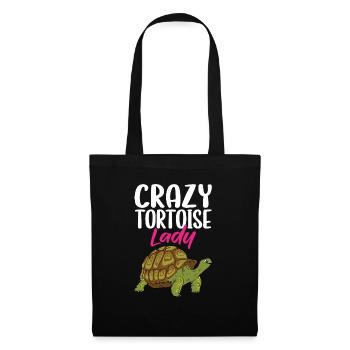 Crazy Tortoise Lady Tortoises Mom Women Turtle - Stoffbeutel - Schwarz - Vorne