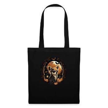 Chihuahua Costume d'Halloween - Citrouille - Sac en tissu - noir - Devant