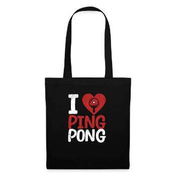 I Love Ping Pong Red Heart Funny Table Tennis - Tote Bag - black - Front