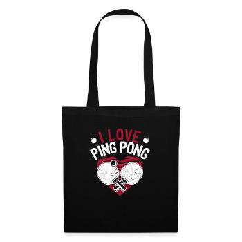 I Love Ping Pong Red Heart Funny Table Tennis - Tote Bag - black - Front
