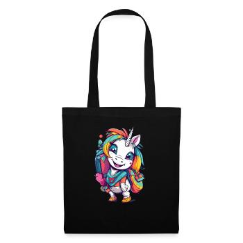 Unicorn Schoolchild School Enrollment Girl Gift - Tote Bag - black - Front