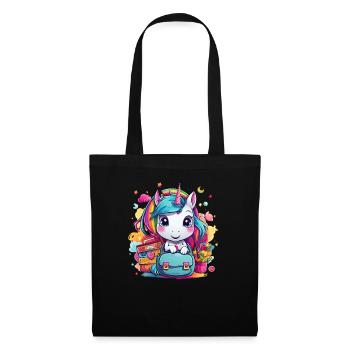 Unicorn Schoolchild School Enrollment Girl Gift - Tote Bag - black - Front