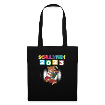 Schulkind 2023 Einschulung 2023 Schulanfang - Stoffbeutel - Schwarz - Vorne