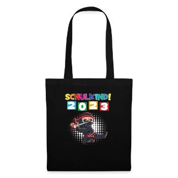 Schulkind 2023 Einschulung 2023 Schulanfang - Stoffbeutel - Schwarz - Vorne