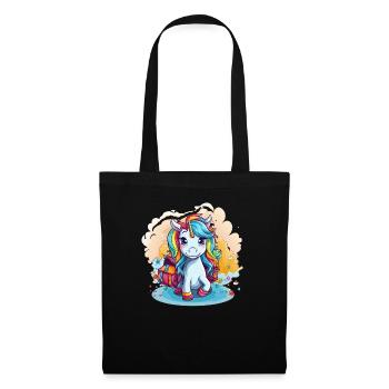 Unicorn Schoolchild School Enrollment Girl Gift - Tote Bag - black - Front