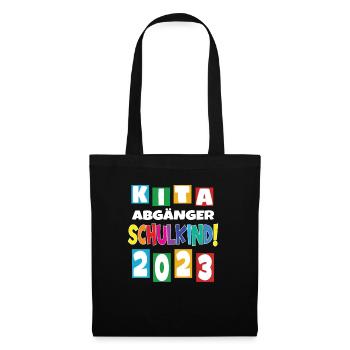 Schulkind 2023 Einschulung 2023 Schulanfang - Stoffbeutel - Schwarz - Vorne