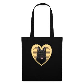 Schipperke - Amoureux des chiens - Cœur de chien - Sac en tissu - noir - Devant
