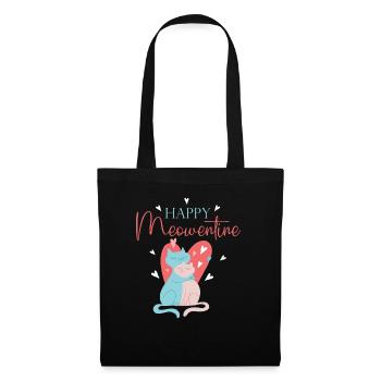 Happy Meowentine Valentinstag Katze - Stoffbeutel - Schwarz - Vorne